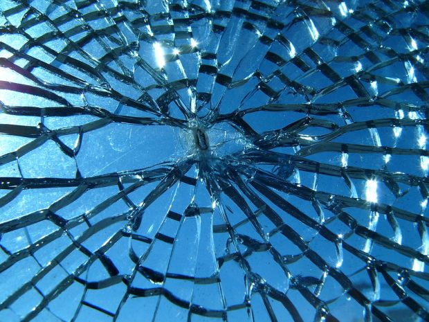 Broken pane of glass